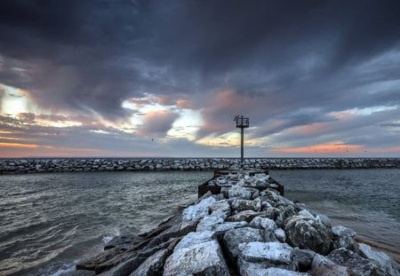 Sunset - sky, sunset, sea, clouds