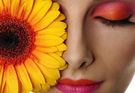 Pretty makeup - sunflower, woman, style, face, art, pretty, makeup