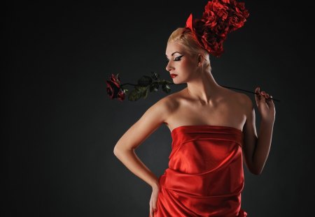 *** Beautiful lady in red *** - dres, people, model, female, rsd