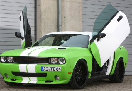 dodge challenge - dodge, challenger, car, green