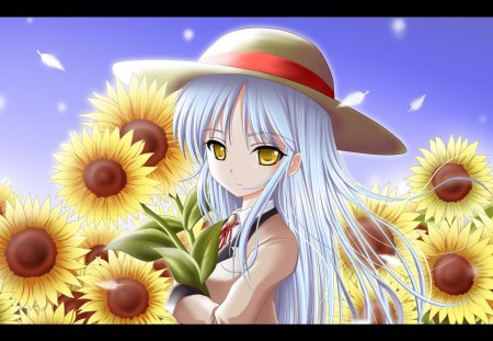 kanade sunflower - angel beats, long hair, tachibana, kanade