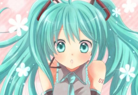 Hatsune Miku - female, hot, superstar, singer, anime girl, idol, anime, miku, cute, hatsune miku, sexy, girl, twintails, long hair, vocaloids, abstract, green eyes, twin tails, floral, vocaloid, green hair, diva, flower