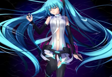 Hatsune Miku - miku, cute, vocaloids, hot, abstract, anime girl, girl, sleeping, sleep, superstar, singer, blue hair, twin tails, vocaloid, anime, twintails, diva, long hair, sexy, female, idol, hatsune miku