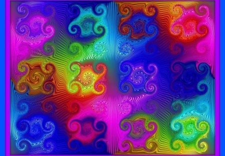 RAINBOW CURLS - RAINBOW, COLOURED, ABSTRACT, PRETTY