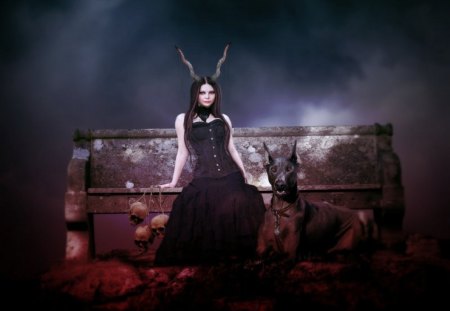 Be mine - devil, dog, fantasy, woman