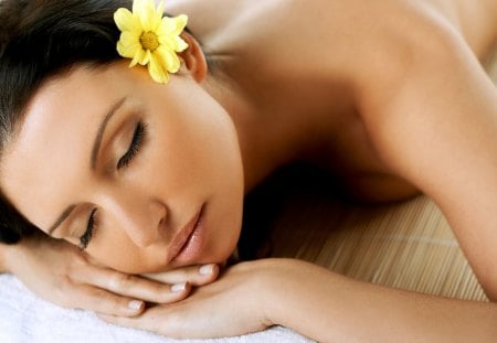 Spa day - woman, relaxing, beauty, rest, flower