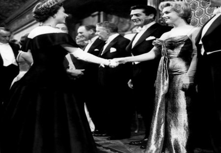 Royalty - queen, england, actress, meeting, marilyn munroe, royalty