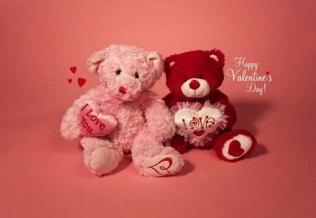 Happy Valentine's Day - love, hearts, valentines, teddy bears, day, cute, happy