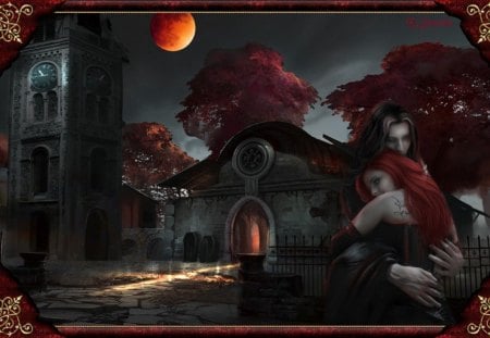 Vampire Love - vampire, love, full moon, vampire love