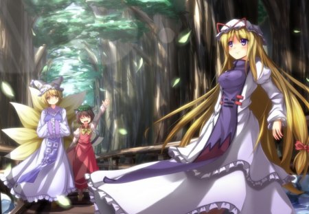 anime forest girls - anime, girls, tree, forest