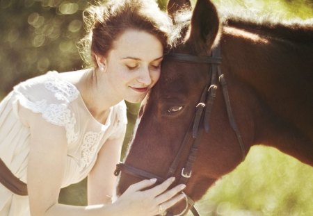 Lady with Horse - horse, animal, lady, model