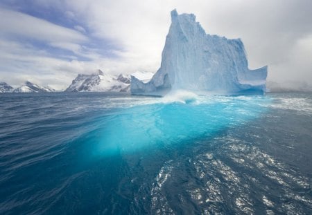 Blue tall iceberg - ocean, iceberg, blue, tall