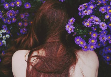 flower girl - artistic, flowers, women, hair