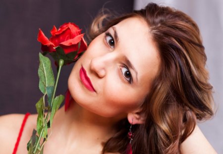 smile  rose - beauty, girl, red, smile, rose