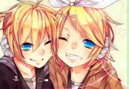 Cute Rin & Len - len, vocoloid, kagamine, rin, voco, cant think of a fourth