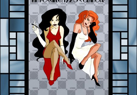 1920's Glamour - retro, brunette, women, girls, redhead, ladies, 1920s, art deco