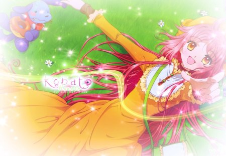 Kabato - sparkle, girl, pink hair, grass