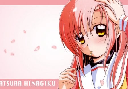 Pink girl - pink hair, school uniform, petals, pink