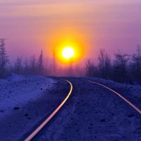 Sunset at the end of the Rails