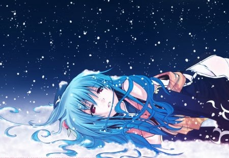 Touhou - blue hair, touhou, girl, snow