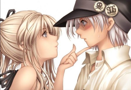 Hi Handsome :) - lover, female, hot, anime girl, romance, anime, ribbon, cute, short hair, handsome, male, love, sexy, couple, girl, long hair, lovely, romantic, sweet, guy