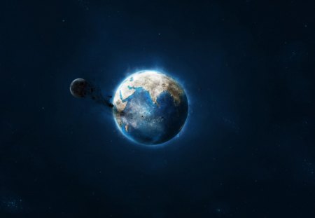 earth and moon - moon, space, earth, universe