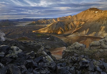 Rocky Iceland - sky, wallpaper, mountains, nature, hd, view, iceland, clouds, rock, high