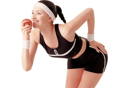 Beautiful Fitness Girl - girl, apple, look, fitness