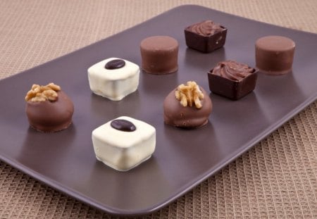 Chocolates - chocolates, desserts, white chocolates, delicious, tray, food