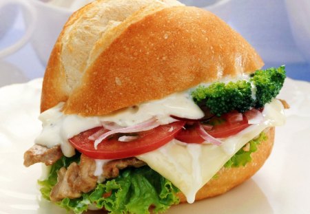 Turkey Sandwiches - sandwiche, vegetables, bread, food, snack, cheese