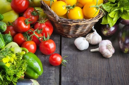 *** Fresh Vegetables *** - fresh, basket, vegetables, tomatoes