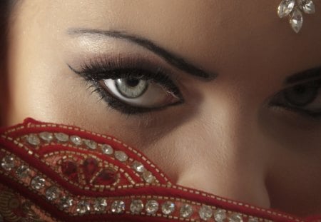 * Her eyes * - veil, magic, lady, stare, eyes, beauty, face, green eyes