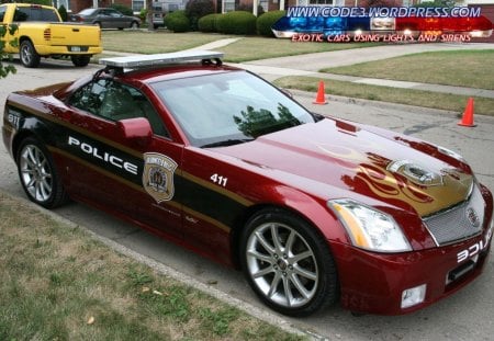 Cadillac police car - red, cars, cadillac, police, photo