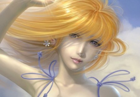 Fantasy girl - golden hair, abstract, girl, fantasy