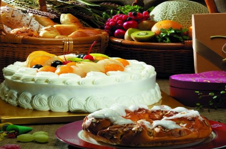 Cake - white, cake, food, bread