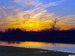 wonderful sunset over river