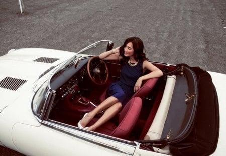 Vintage - woman, cabrio, car, vintage