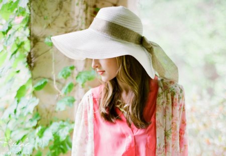 ** - hat, glamour, fashion, dress pink, girl, beauty, lovely, hair, lady, woman