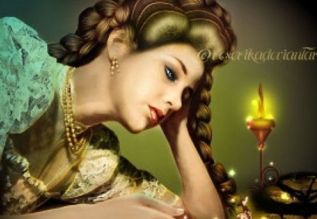 Burning Midnight Oil - girl, fantasy, oil, book