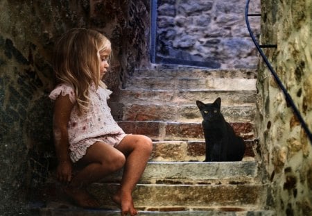 Girl and cat