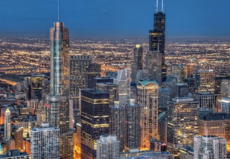 wonderful cityscape hdr - skyscrapers, hdr, city, lights