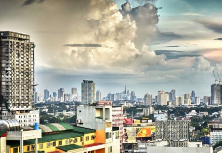 clouds above city hdr - hdr, clouds, city, construction