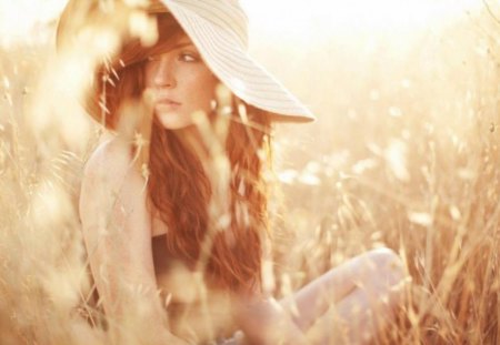 Elegant Lady - lady, people, model, hat, field