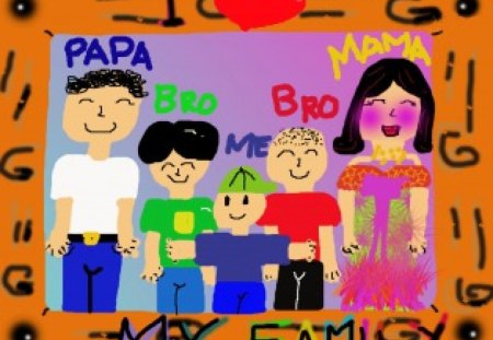 family portrait - love, scribble, digital painting, family, doodle