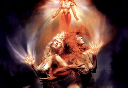 Spiritual Unity - women, beautiful, boris vallejo, together, beauty, julie bell, three, fantasy, goddess, fate