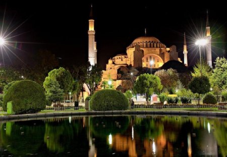 santasophia  at the night - night, istanbul, santasophia, turkei