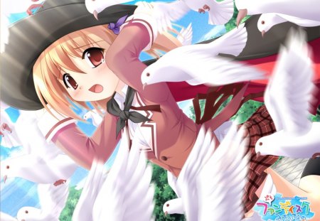 Attack of the Birds - school uniform, witch, anime, cosplay, birds, school girl