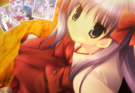 Kagami Hiiragi - shrine maiden, kagami, lucky star, anime, miko