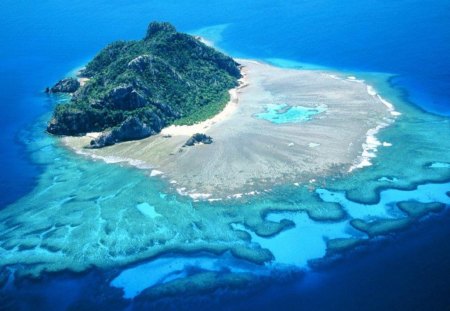 Blue island of fiji - island, blue