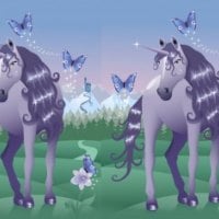 Violete Unicorns with Butterflies in a Fairy Land